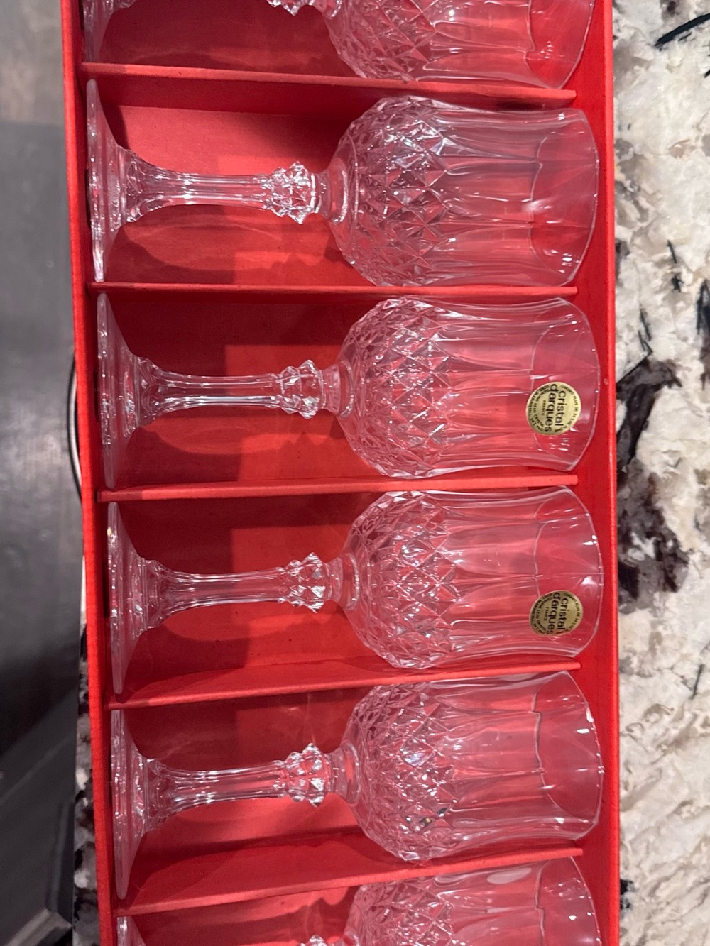 Cut Crystal Wine Glasses - Clear (Set of 6)